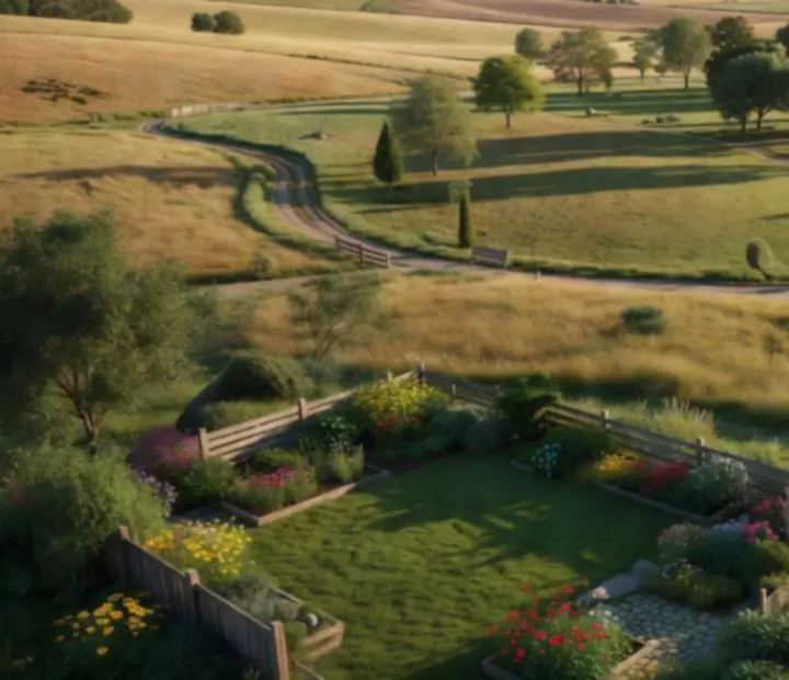 Sequence of garden, park, and countryside-style fields showcasing layout variety